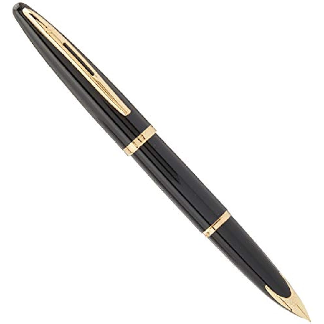 Waterman Carène Black Sea Fountain Pen | High-Gloss Black & 23k Gold Clip | Fine Nib with Blue Ink Cartridge | Gift Box