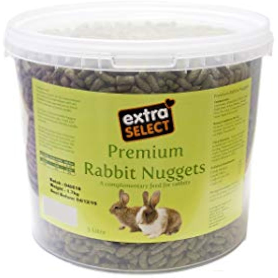 Extra Select Premium Extruded Nuggets Rabbit Feed Tub, 5 Litre
