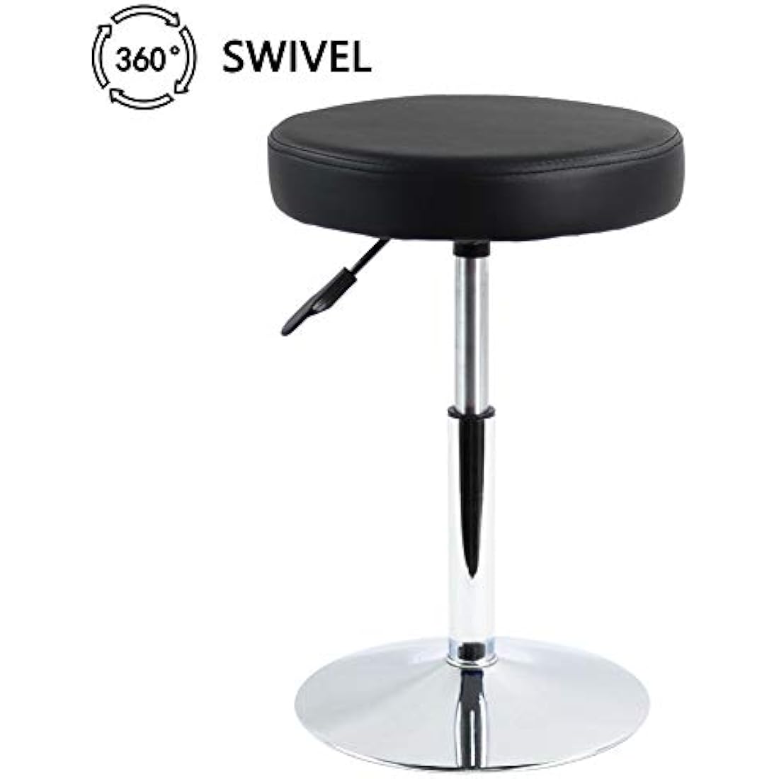 FURWOO PU Leather Round Barber Shop Stool Height Adjustable Swivel Workshop Barber Shop Home Kitchen Short Bar Stools without Backrest Stool Small(Black)