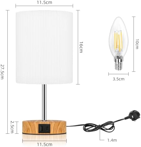 Aomeya Touch Bedside Table Lamp, Dimmable Touch Control Nightstand Lamps with USB-C＆USB-A Charging Ports,with White Fabric Shade for Bedroom Living Room Office,Dimmable Bulb Included