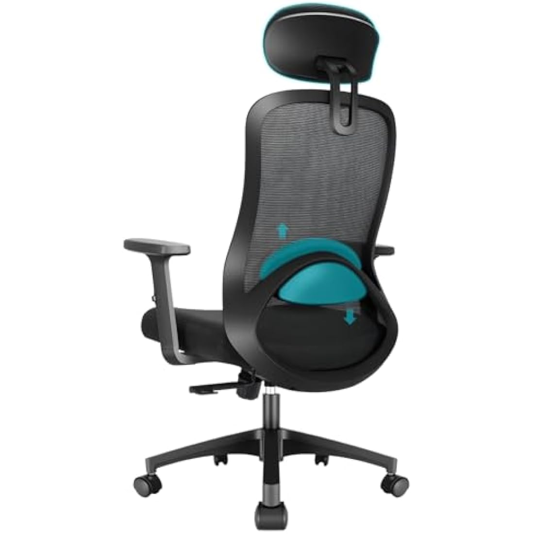 Durrafy Ergonomic Office Chair, High Back Desk Chair With Adjustable Armrests and Lumbar Support, 90°-130° Tilt Function (Lockable), Mesh Computer Chairs for Home/Office, Black