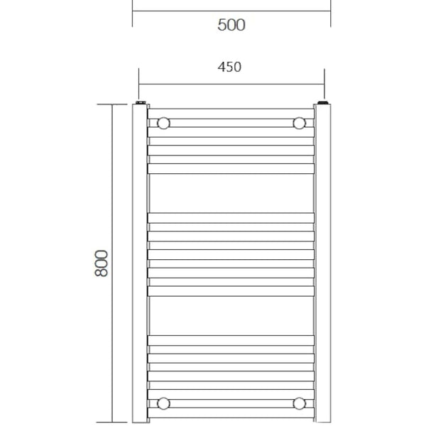 Milano Chrome Curved Heated Towel Rail W500mm x H800mm Central Heating Towel Radiator
