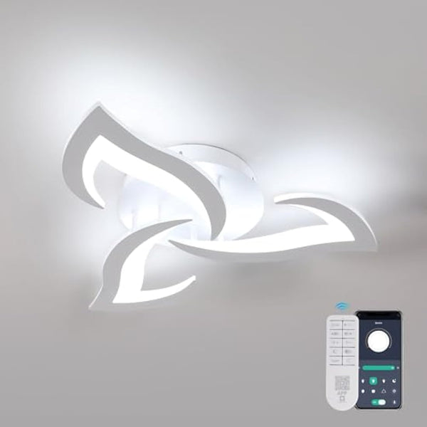 Dorlink LED Ceiling Light Dimmable, 36W 3240LM Modern Design Ceiling Lighting with Remote Control and APP,Acrylic White Flower Fittings Ceilings 3000K-6500K for Bedroom, Kitchen, Dining Room