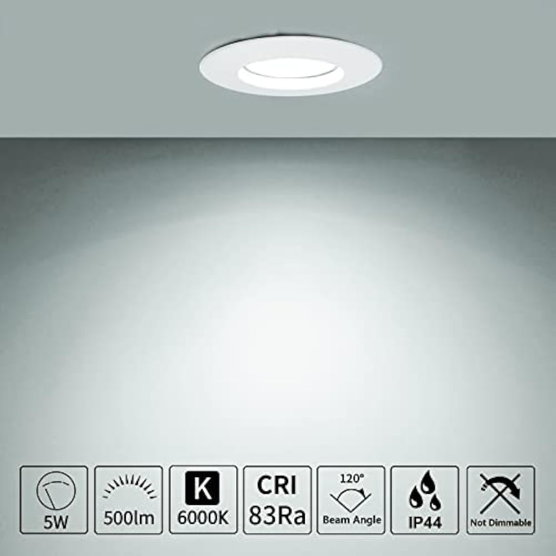 HiBay 10x 5W LED Downlights Ceiling Spot Lights Ultra Slim Recessed Down Light IP44 White Spotlights Cool White 6000K Bathroom Downlighters 240V