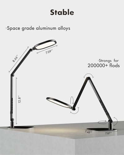 LitONES LED Desk Lamp with Swing Arm for Home Office, 1200LM Dimmable Desk Light for Study, Reading, Adjustable Table Lamp Task Light for Home Working, Desktop Lighting for Video Calls Streaming