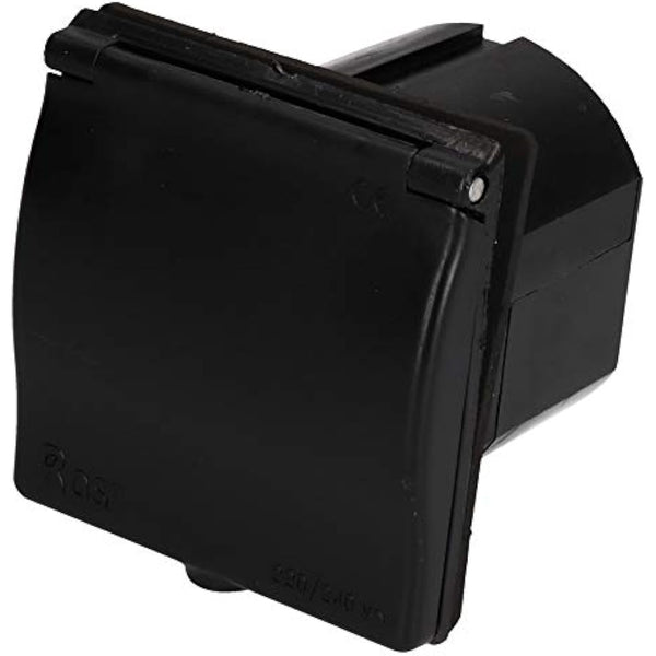 AB Tools 230v Mains 16A Flush Inlet Socket Black Caravan Motorhome Trailer Hook Up