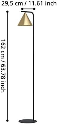 EGLO Floor lamp Narices, minimalist standing light made of brushed brass metal, golden and black living room lighting with foot switch, E27 socket