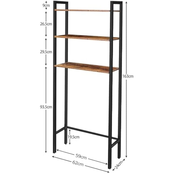 HOOBRO Over Toilet Storage Unit, 3-Tier Bathroom Shelves, Industrial Bathroom Organizer Over The Toilet, Toilet Storage Rack, Rustic Brown EBF41TS01