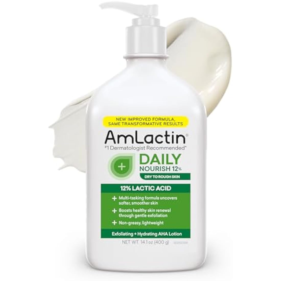 AmLactin Daily Moisturizing Body Lotion, 14.1 Ounce Bottle with Pump, Paraben Free