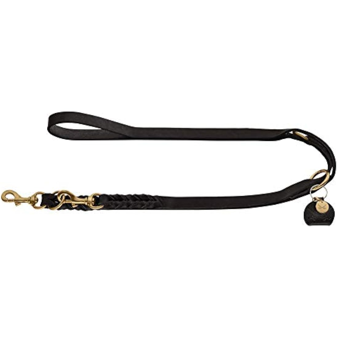 HUNTER 66851 SANSIBAR SOLID Adjustable Dog Lead Braided Leather Strong Elegant 1.5 x 200 cm Black