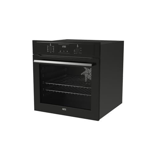 AEG 3000 Series Surroundcook Integrated Oven BEX335011B, 72L Multilevel Cooking, Turbo Grill, Defrost, Led Display, XL Baking Tray, Aqua Clean, Built-in Oven 590x560x550mm, Class A+++ Black