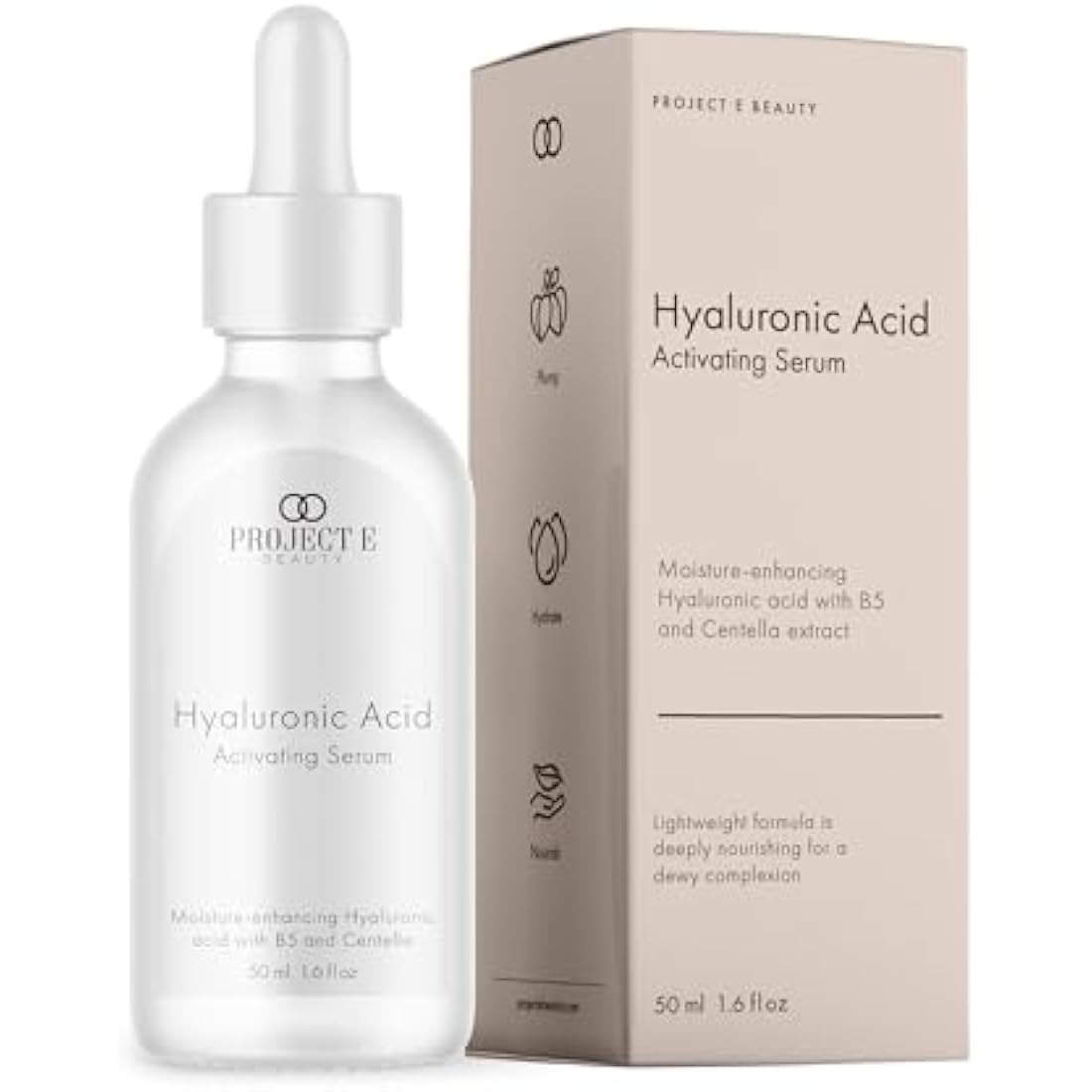 Hyaluronic Acid Serum by Project E Beauty | Anti-Aging for the Face & Eyes | Plumping & Hydrating Facial Skin Care | Removes Dark Spots & Wrinkles | Vitamin C & E | For Dry Skin | 1oz