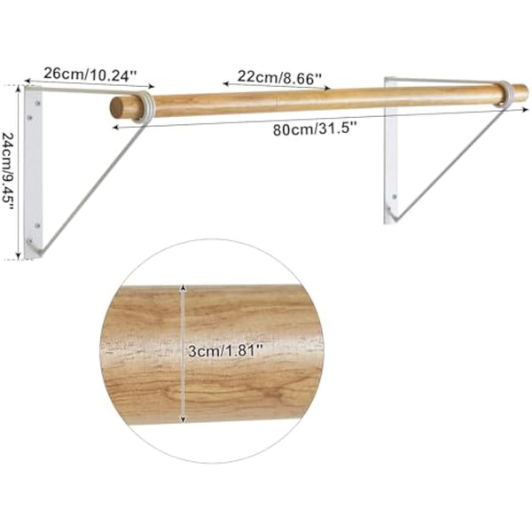 IBUYKE Wall Wardrobe Coat Rack,Wood Wall Mounted Clothes Rail,Hallway Furniture in Industrial Style, Modern Wardrobe Rail，Coat Rack for Entrance, Wall, Door, Bathroom, Bedroom,White TYJ005W-2