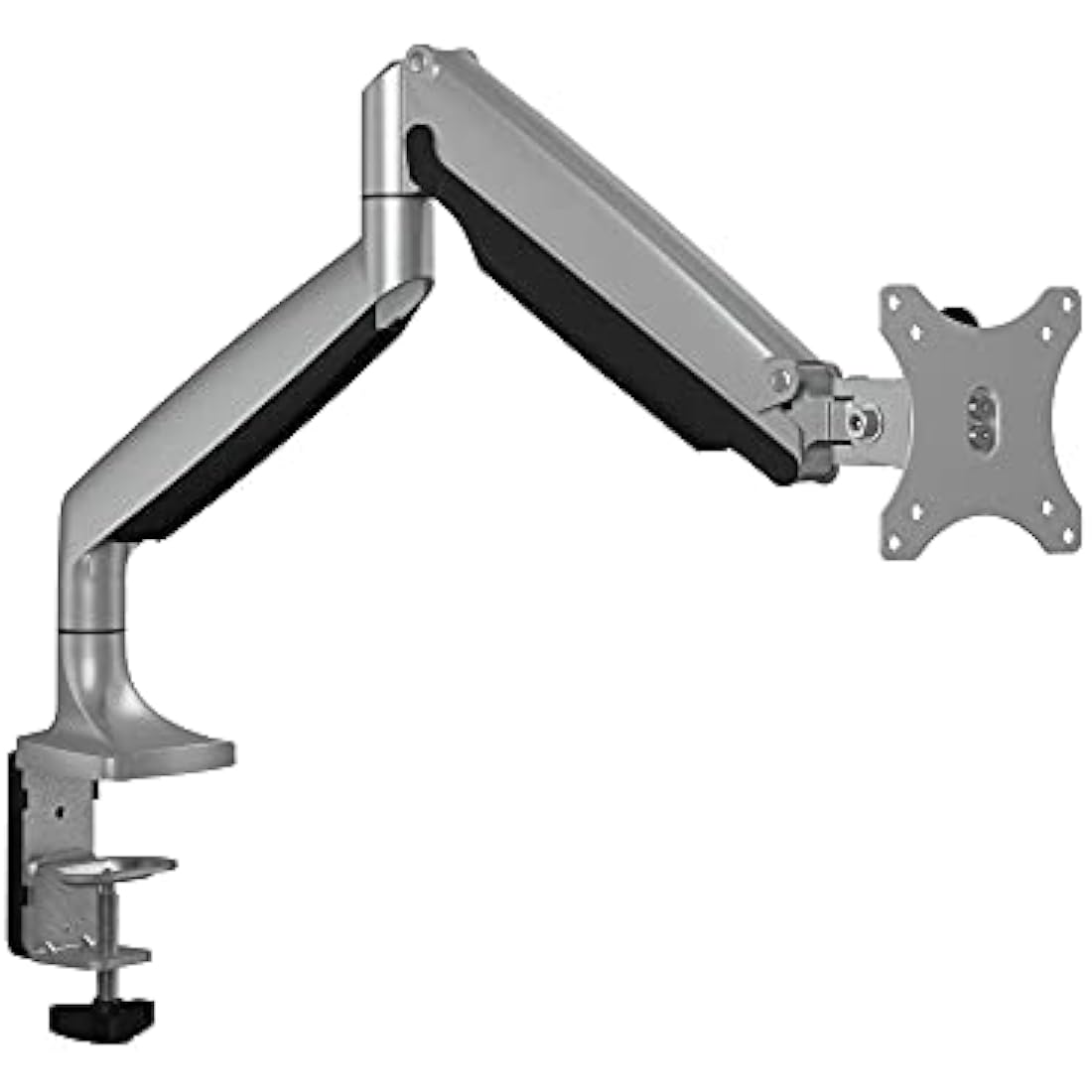 ICY BOX Monitor Mount for 1 Monitor up to 32 Inches (up to 9 kg, VESA 75 x 75/100 x 100), 2 Mounting Options, Swivel and Tilt, Cable Management, Ergonomic, Silver