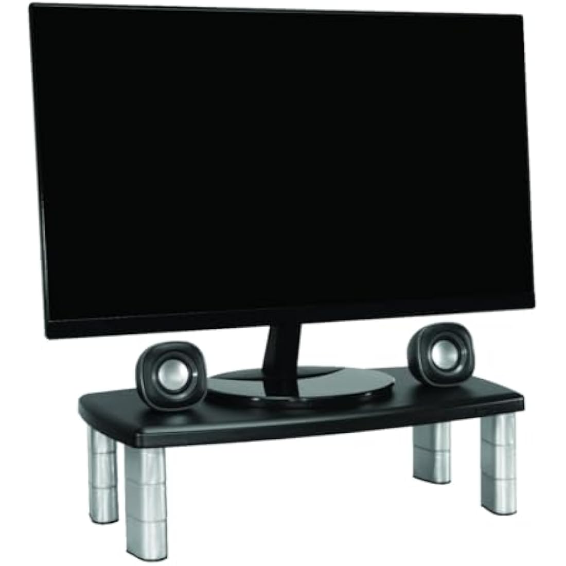 3M Office Adjustable Monitor Stand, 50.8 x 30.48 x 14.9 cm - Black/Silver