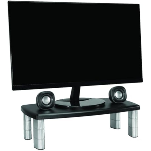 3M Office Adjustable Monitor Stand, 50.8 x 30.48 x 14.9 cm - Black/Silver