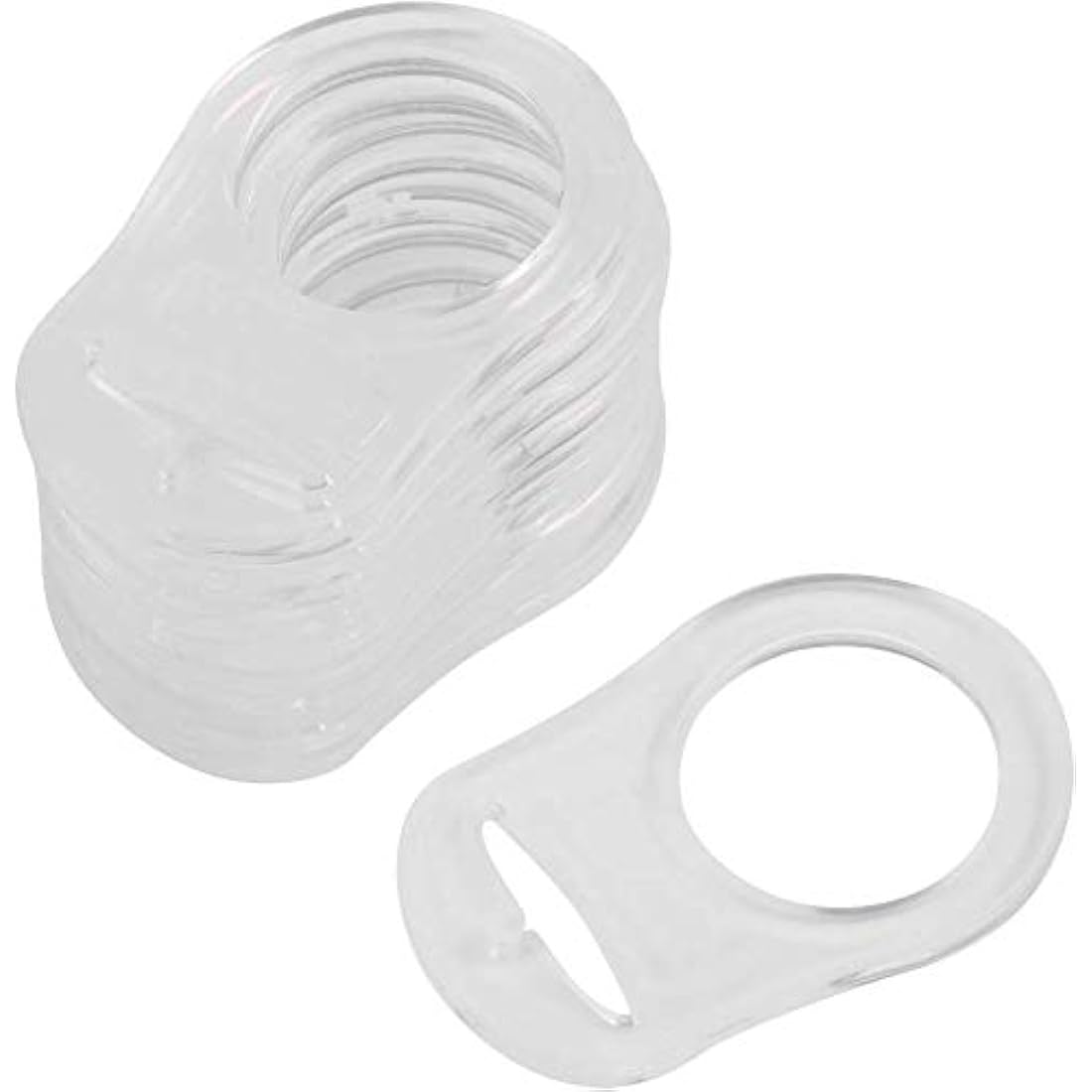10Pcs Baby Dummy Pacifier Holder Clip Ring Button Style Pacifier Adapter Soft Silicone Baby Pacifier Clips Holders Dummy Clips Adapter(Clear)