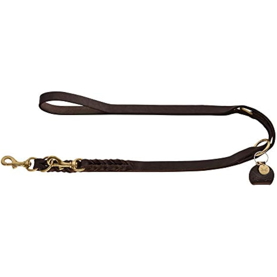 HUNTER Sansibar SOLID Adjustable Leather Dog Lead Braided Durable Elegant 2 x 200 cm Dark Brown