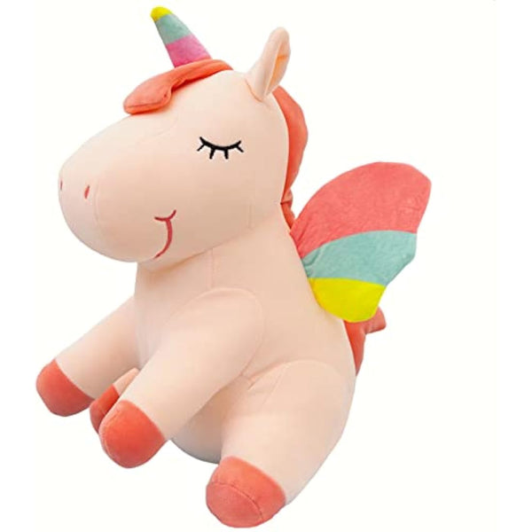 Unicorn Stuffed Animal Toys Cute Soft Unicorn Plush Hugging Pillow with Rainbow Wings Kawaii Toy for Kids Girls (25CM/9.8Inch, Pink)