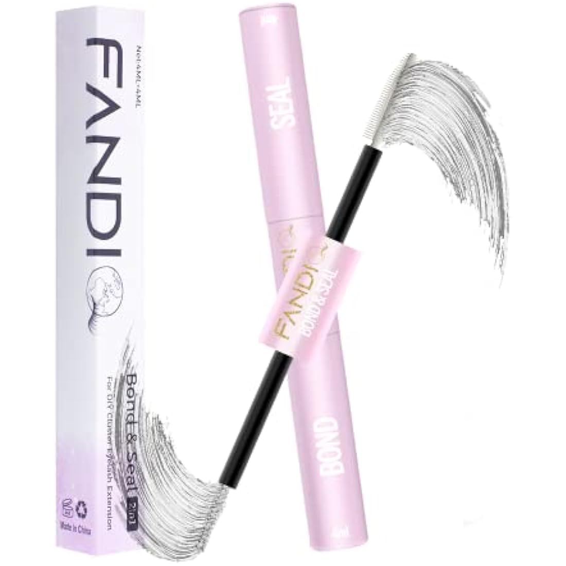 Lash Bond and Seal, Cluster Eyelash Glue for Individual Cluster DIY Eyelash Extensions,Strong Hold Waterproof Cluster Lash Glue 4ML+4ML Latex-free Long Lasting for Sensitive Eyes