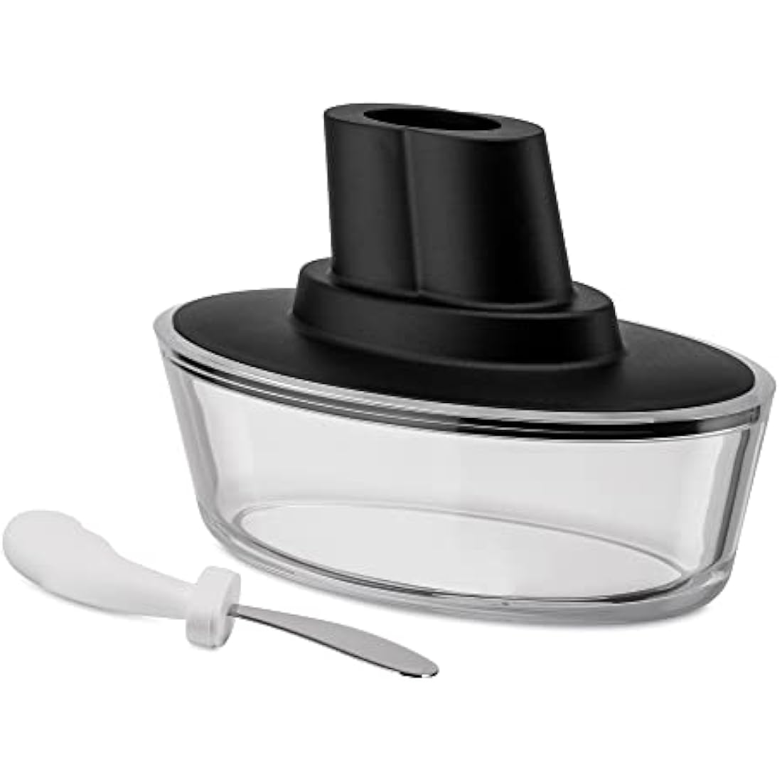 Alessi Ship Shape Container with Small Spatula in 18/10 Stainless Steel and Thermoplastic Resin, Black, 15,5cm