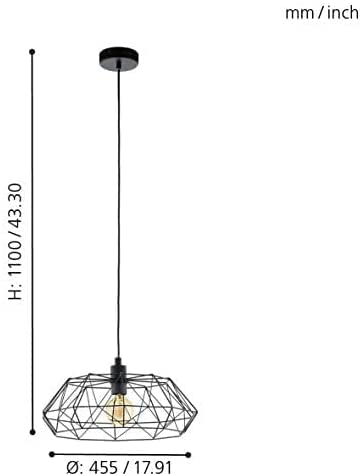 EGLO 49487 E27 Black Pendant Lamp Carlton 2