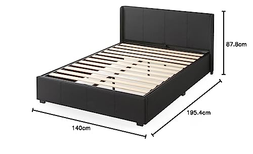 Zinus Maddon Double Bed frame - Bed 135x190 cm - 31 cm Height with Underbed Storage - Upholstered Platform Bed frame - Black