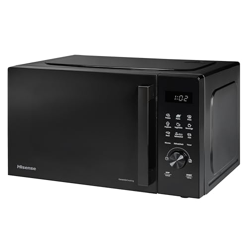 Hisense H23MOBSD1HUK 23 Litre 800W electronic Microwave with Auto Defrost, Digital Display, Smart Cook, Multi level cooking and Easy Clean- Black