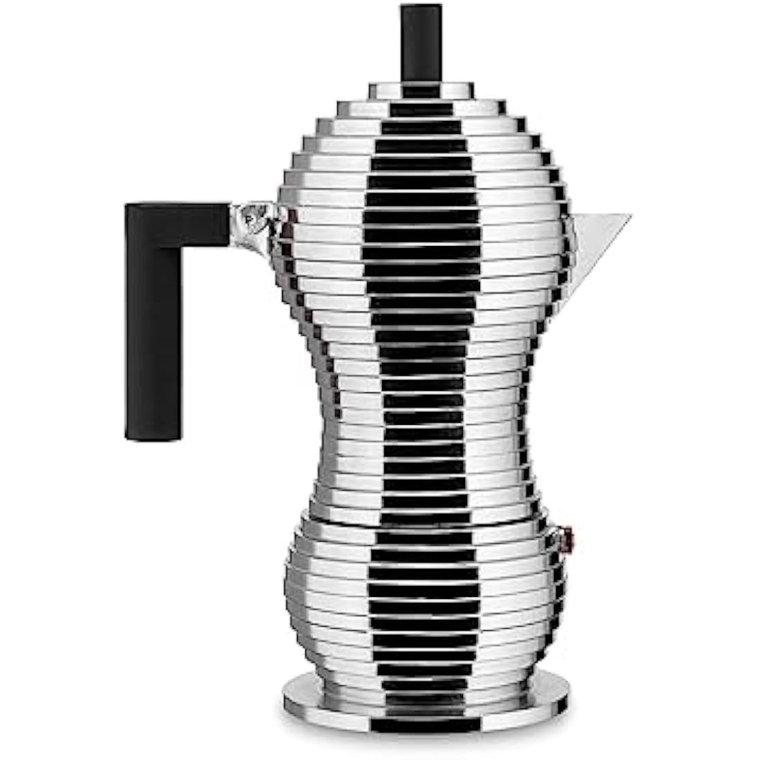 Alessi MDL02/6 B Cast Aluminium Espresso Coffee Maker with a Polyamide Handle & Knob, Aluminium, black, 6 Cups