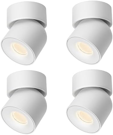 Aisilan 4 Pack Single Spotlight in Matt White Dimmable 9W 3000K LED Adjustable 360° Spot Light Indoor Modern Rotatable Individual Spotlights for Ceiling or Wall Mounted