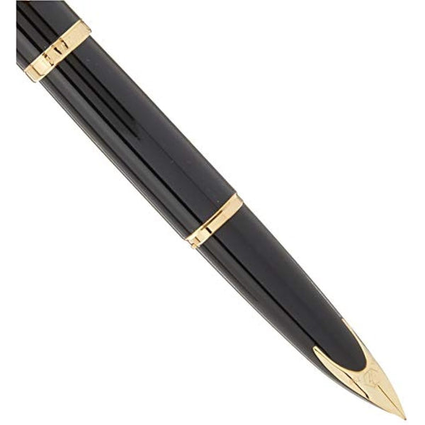 Waterman Carène Black Sea Fountain Pen | High-Gloss Black & 23k Gold Clip | Fine Nib with Blue Ink Cartridge | Gift Box