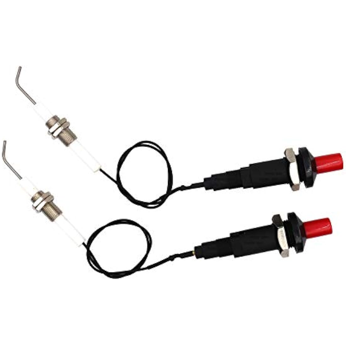 METER STAR Gas Grill/Range/Heater/Grill Igniters,Push Button Piezo Igniter with Threaded Universal Ceramic Electrode Ignition Spark Plug Wire Long 30cm Electronic Device Set of 2