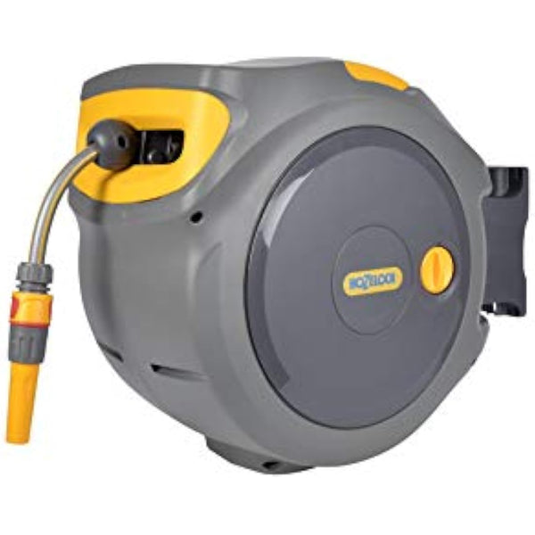 HOZELOCK - Auto Reel 30m wall-mounted hose reel : Easy to Install, Lock, Auto-rewind, Ready-to-use Reel With Nozzle, Fittings, Hozelock Hose and Accessories Included - 5 Year Guarantee* [2403 0000]