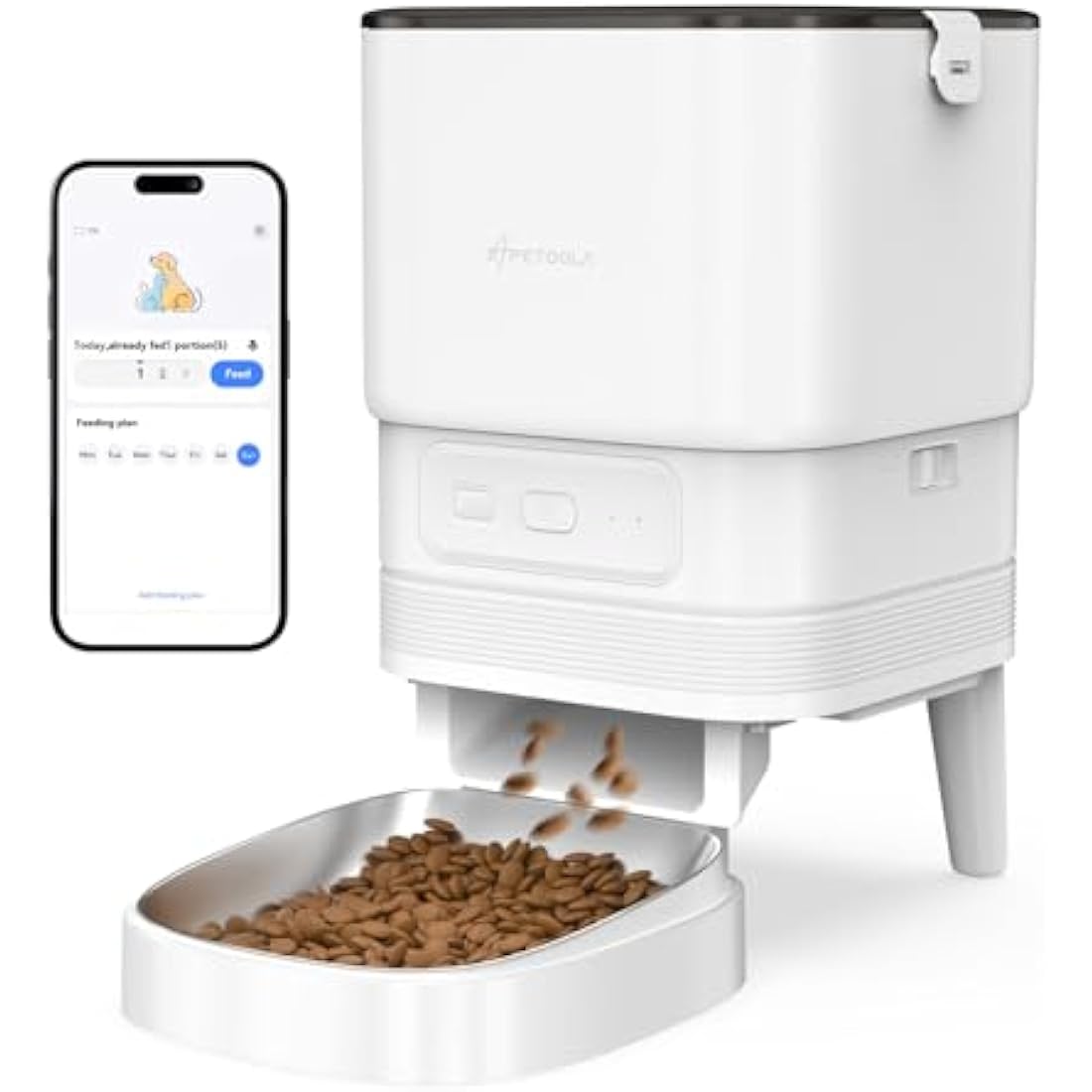 APETDOLA Automatic Cat Feeder, 4L Smart Food Dispenser with 2.4GHz WiFi & App Control, 10-Meal Customization, Dual Power (AC/DC), Voice Recorder, Automatic Feeders for Cats and Puppy - FDG30 (White)