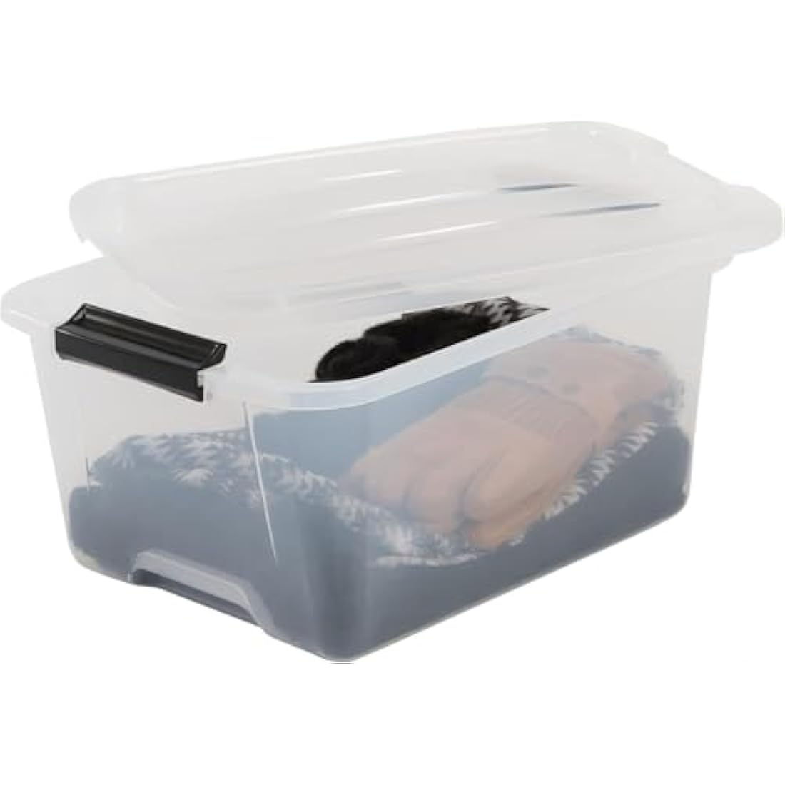 Iris Ohyama Plastic Storage Boxes with Lids, 15L, Set of 3, Clear, Latching Buckles with Handles, Stackable, Nesting, Strong & Durable, For Closet, Garage, Home, Office, Organising Tote Bins, TB-15