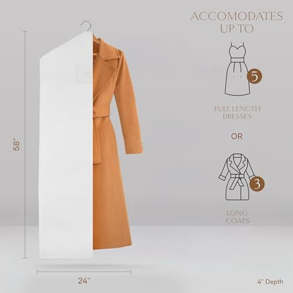 Hayden Hill Luxury Organic Cotton Garment Bag - Long 58 Inch - Breathable Dress Cover - For Clothes & Full Length Coats - Carbon Neutral