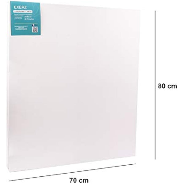 Exerz 70x80cm Stretched Canvas 4pk - Artist Framed Canvas 280GSM 1.7cm Thickness/ 100% Cotton/Blank/Triple Primed/Acid Free/Medium Grain