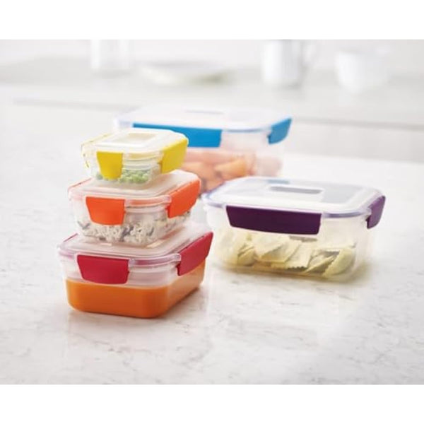 Joseph Joseph Nest Lock, 5 Piece Plastic Food Kitchen Storage Container set with lids, Leak Proof, Airtight, Space Saving, BPA free- Multicolour