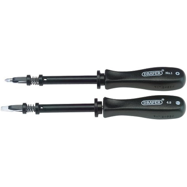 Draper Expert 2 -Piece Screw Holding Mechanics Screwdriver Set | Ideal Impact Resistant Plastic Grip | Hand Tools Set | FlatHead & PZ Type Screwdrivers | SVCM Steel Blades | 27591