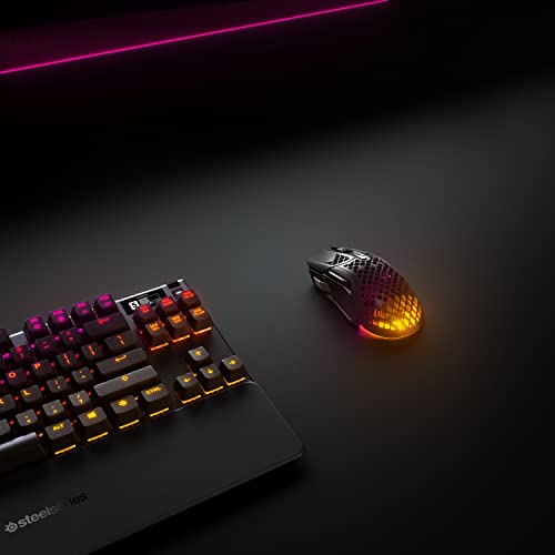 SteelSeries Aerox 5 Wireless - Holey RGB Gaming Mouse - Ultra-lightweight Water Resistant Design - 9 Buttons - Lag-free 2.4GHz / Bluetooth Wireless - 18K DPI TrueMove Air Optical Sensor