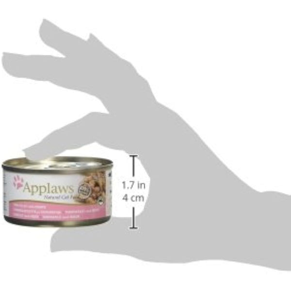 Applaws 100% Natural Wet Cat Food Tins, Tuna Fillet with Prawn in Broth 70 g for Adult Cats (24 x 70 g Tins)