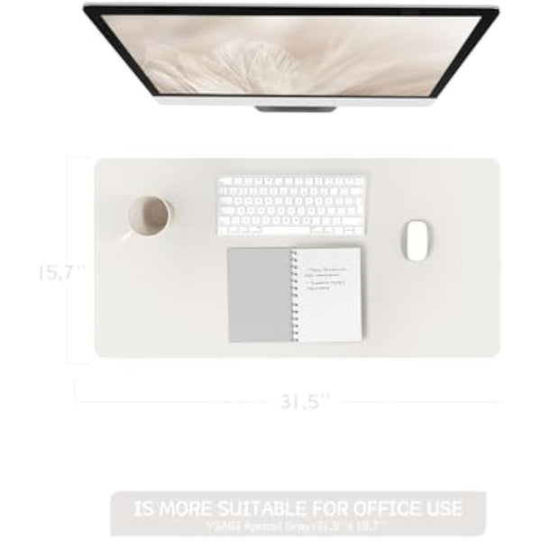 YSAGi Non-Slip Desk Pad, Waterproof PVC Leather Desk Table Protector, Ultra Thin Large Mouse Pad, Easy Clean Laptop Desk Writing Mat for Office Work/Home/Decor (80 x 40 cm, Gray)