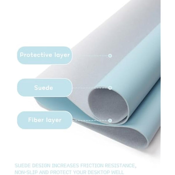 YSAGi Non-Slip Desk Pad, Waterproof PVC Leather Desk Table Protector, Ultra Thin Large Mouse Pad, Easy Clean Laptop Desk Writing Mat for Office Work/Home/Decor (90 x 43 cm, Light Blue)