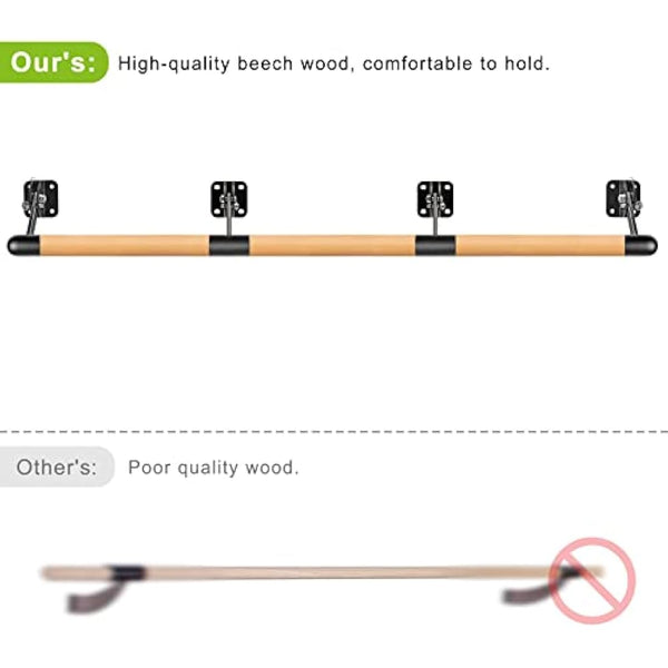 Dolibest 100-300cm Ballet Barre, Adjustable Wooden Dance Stretching Bar Wall Mounted Home Barre Workout Equipment with Metal Support Bracket Holder for Girls Kids and Adults, 4cm Diameter
