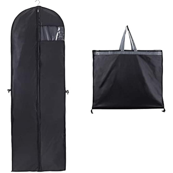 Niviy Long Dress Bags Covers, Dust-proof Clothes Covers Moth Proof Garment Bags Anti-Moth Protector Folding Long Coat Covers with Pocket and Handle,Pack of 1, 60 * 180cm (Black)