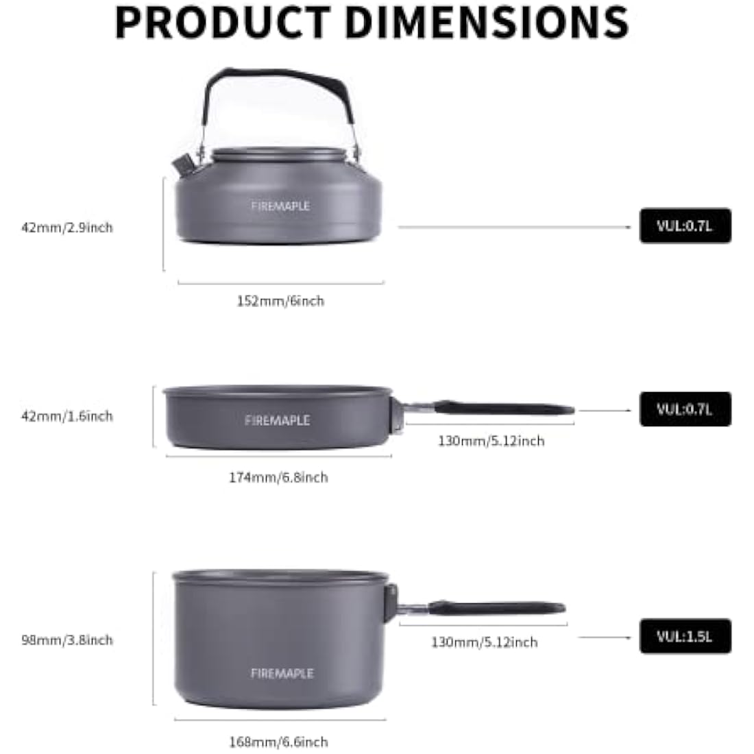 Fire-Maple Feast 2 Camping Cookware Set | Outdoor Cooking kit with Pot Kettle Pan Bowls and Spatula | Kitchen Utensils for 1 to 3 People Backpacking Trekking Hiking Fishing Picnic