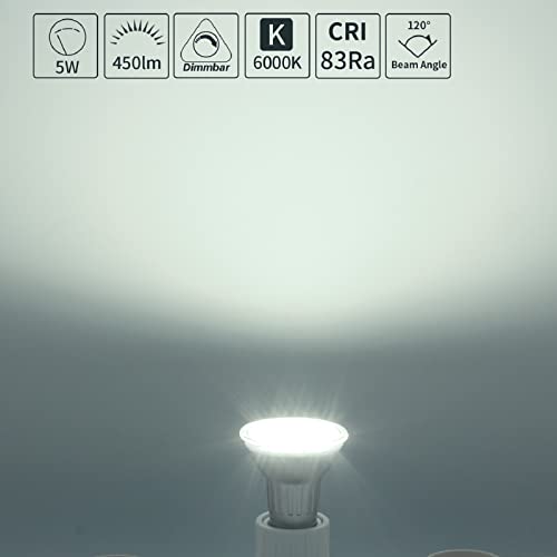 Allesgute 6X 5W GU10 Downlights for Ceiling Dimmable, 30 Tilt Swivel LED Recessed Ceiling Lights Round Brushed Chrome Spotlights 240V Cool White,