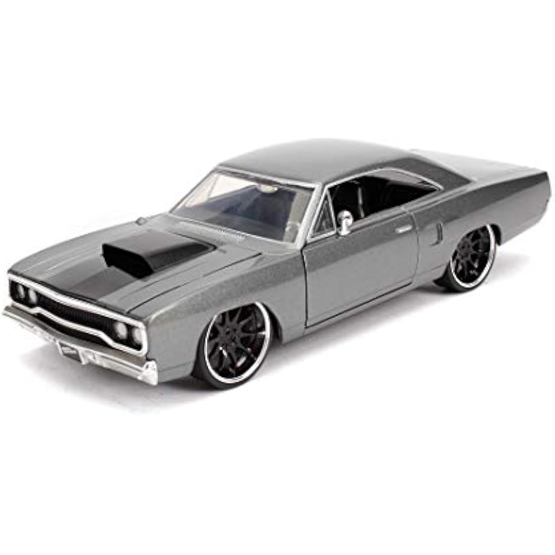 Jada Toys 253203054 Fast & Furious Dom's 1970 Plymouth Road Runner Car Tuning Model 1:24 Opening Doors Bonnet Boot wheel Grey