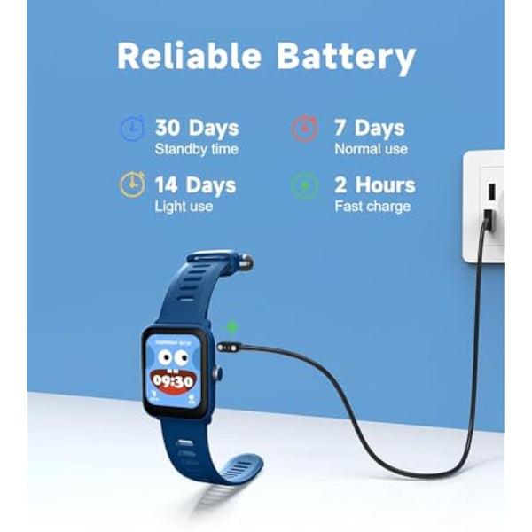 BIGGERFIVE Kids Smart Watch, Fitness Tracker Watch Pedometer, Heart Rate, 5ATM Waterproof, Sleep Monitor, Alarm Clock, Calorie Step Counter, Puzzle Games, 1.5" HD Touch Screen for Boys Girls Ages 3-14