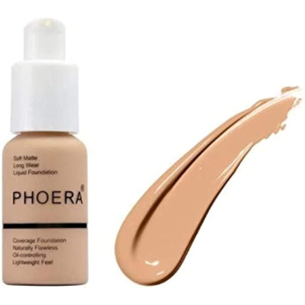 Aquapurity Phoera® Full Coverage Foundation Soft Matte Oil Control Concealer 30ml Long Lasting Flawless Cream Smooth (102 NUDE)